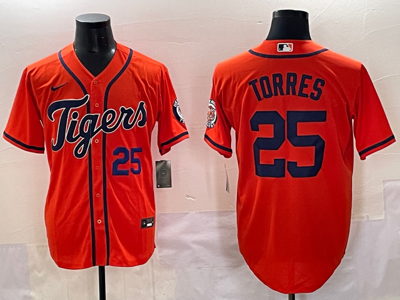 Men 2025 Detroit Tigers #25 Torres orange Nike MLB Jersey style 3